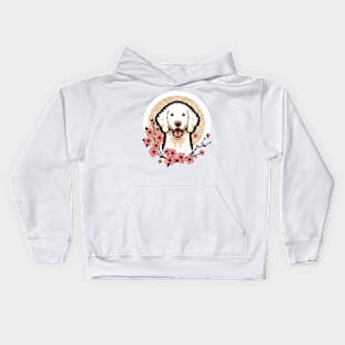 Curly-Coated Retriever Welcomes Spring with Cherry Blossoms Kids Hoodie